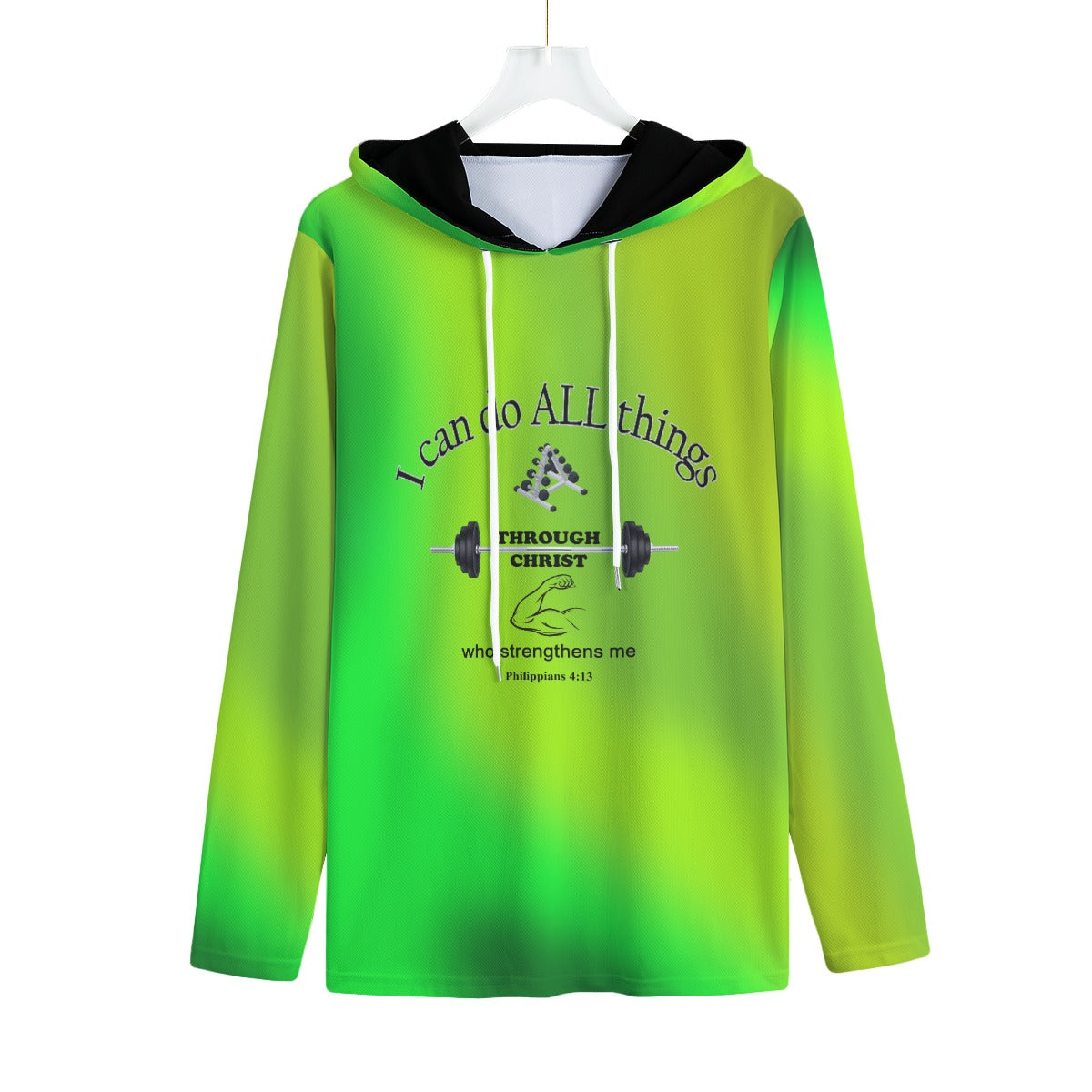 Sports Warm Up Workout Hoodie With an Inspiring bible Verse in Multiple Colors and Sizes for Active Men of Faith - Printspirationz