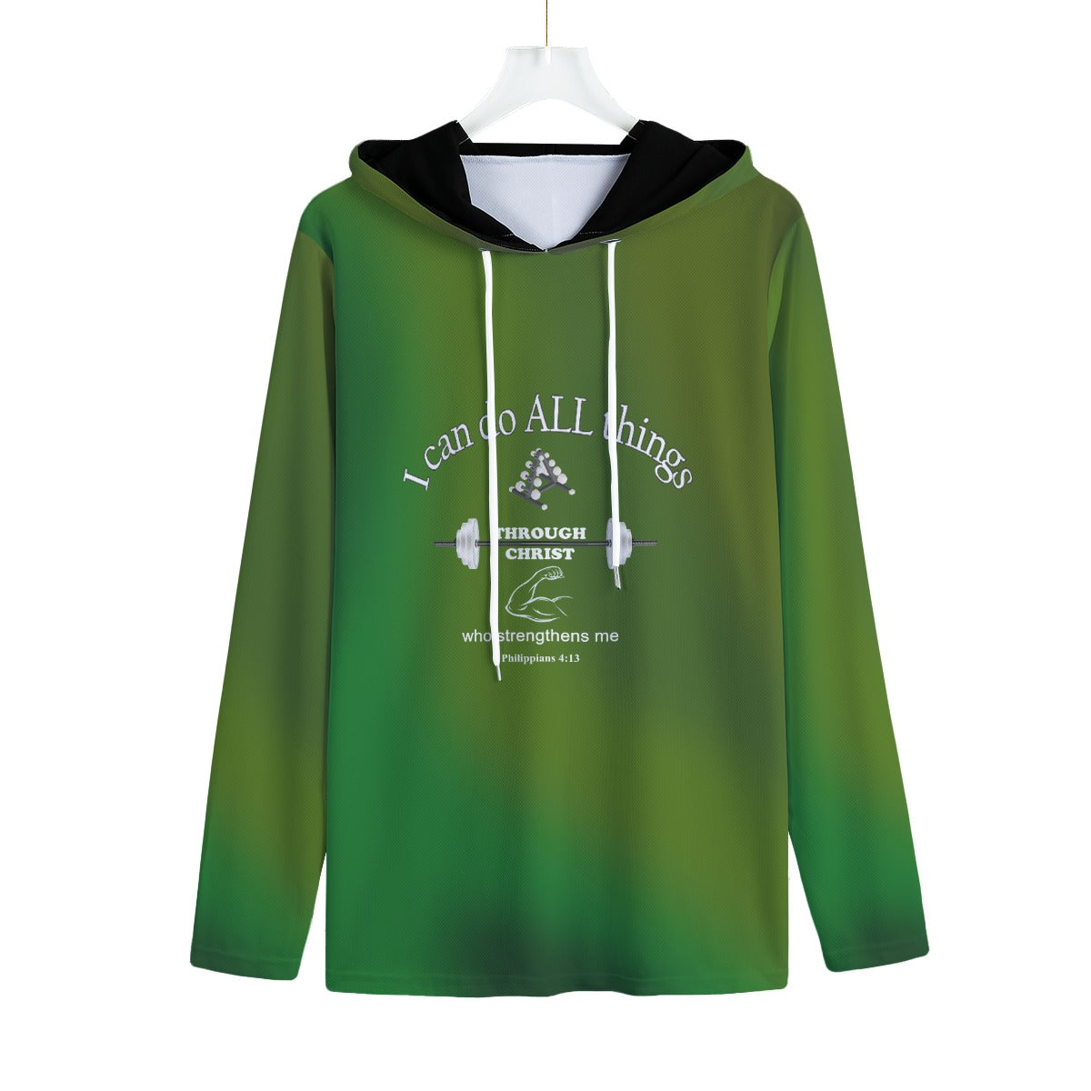 Sports Warm Up Workout Hoodie With an Inspiring bible Verse in Multiple Colors and Sizes for Active Men of Faith - Printspirationz